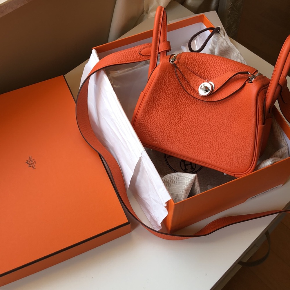 Hermes lindy mini orange bag